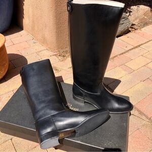 J. Crew Field Boots, Elegant Black Leather Knee-High Boots